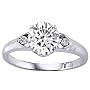 1.29 cttw Genuine Round White Topaz and Diamond Engagement Ring - 14kt White or Yellow Gold