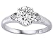 1.29 cts Genuine Round White Topaz and Diamond Engagement Ring - 14kt White or Yellow Gold