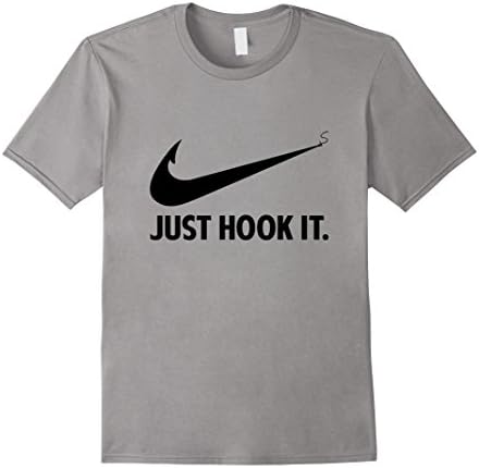 Men's Just Hook It T-Shirt, Funny Fisher Love Fishing Quote Gift 2XL Slate