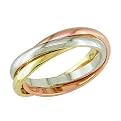 Womens Tri-Color 14K Gold Wedding Band