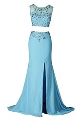 Sexy Mermaid Chiffon Crystal Beaded Sheer Sleeveless Evening Dress/Prom Dress/Party Dress  with a Brush/Sweep Train 