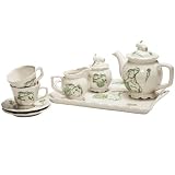 Green Bunny Toile Demitasse Tea Set