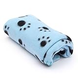 FOCUSPET Cute Paw Print Dog Cat Pet Puppy Fleece Blanket Warm Soft Bed Mat Car Seat Cover Blue-Black Claw