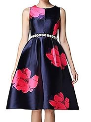Sleeveless Floral Print   Ball Gown  Dress