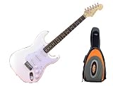 New York Pro Electric Guitar, White with Bonus Gig Bag, Orange