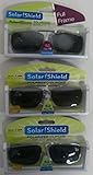 3 SOLAR SHIELD Clip-on Polarized Sunglasses Size 52 rec 19 Black Full Frame NEW
