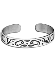 Sterling Silver Northwest Coast Native American Eagles Bracelet. Made in USA.