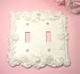 White Shabby Double Switchplate Cover with Roses - Sweet Chic