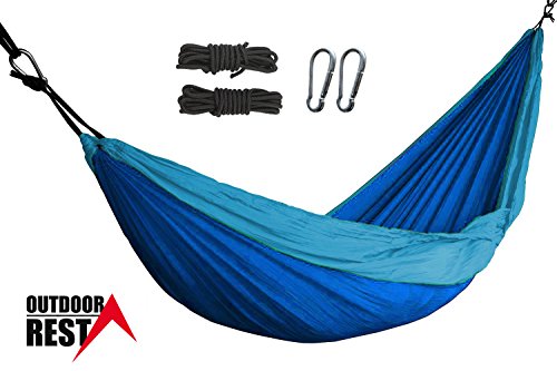 Outdoor rest Lightweight Parachute Nylon Single Hammock for Camping, Travel and Backpacking: Camp with Ease. Nicexx(TM) (Blue)