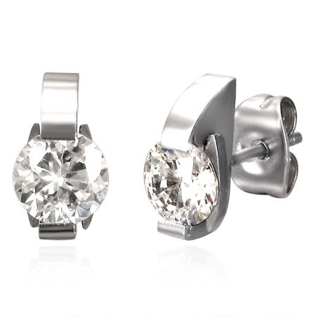 External hard drive:The Stainless Steel Jewellery Shop - Stainless Steel 5mm Inset Round Cut Cubic Zirconia Stud Earrings