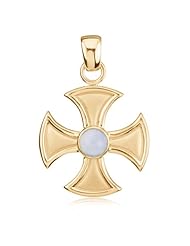 14 Karat Gold and Chalcedony Maltese Cross Pendant