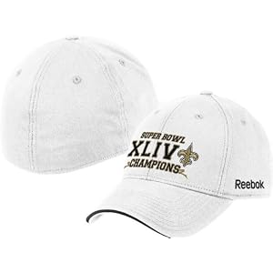 New Orleans Saints Super Bowl XLIV One-Fit Cap by Reebok (White-Black)