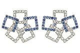 1 1/4 Carat Blue Sapphire & Diamond 14K White Gold Earrings