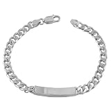 925 Sterling Silver Engravable Curb Mens Id Bracelet