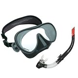 OCEANIC Scuba Diving Shadow Dive Mask + California Drain Valve Dry Top Snorkel Black Set RRP £54