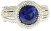 Rare 5.07 carat round Blue Sapphire and Diamond gemstone ring in white 18 kt gold(4.5)