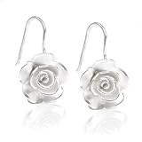 Olive N Figs Sterling Silver Blooming Rose Dangle Earrings