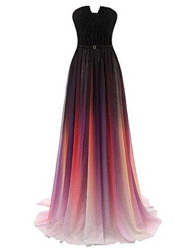 Dresstell　レディーズ　ロング丈　カラードレス　ベアトップ　クラーデションのドレス　ビスチェタイプ　披露宴ドレス　お呼ばれ　結婚式ドレス　ベルト付け　ブライズメイドドレス　ステージドレス