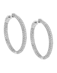 3 Row Diamond Pave Hoop Earrings