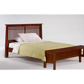 Solstice Full Platform Bed w  Cherry Finish plus Footboard Bench by Bunksnstuff