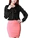 Allegra K Women Sheer Sleeve Panel Blouses Office Shirts Bow Tops