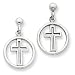 14k White Gold Polished Eternal Life Cross Dangle Post Earrings