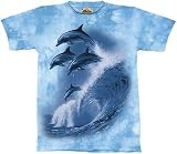 Four Dolphins T-Shirt 100% Cotton Short Sleeve Shirt for YOUTHS - TEENS and ADULTS