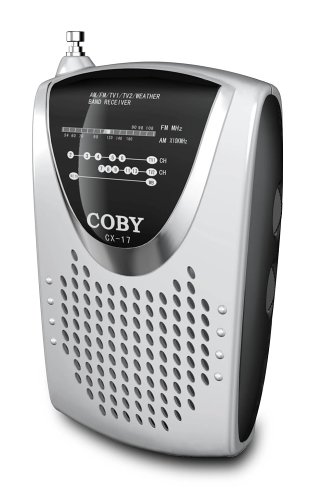 COBY CX-17 Mini AM/FM TV Weather Band Pocket Radio with Speaker