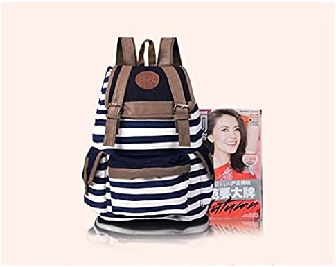 Hot Sale Fashion New Unisex Canvas Backpack School Bag Vintage Stripe College Laptop Bags Rucksack for Teens Girls Boys Students Outdoor Travel with 1 Pc Eforstore Red Lucky Charms--blue