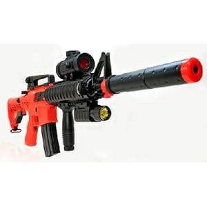 M83A1 240 FPS Electric Airsoft Double Eagle Assault Rifle w/Shoulder Strap, Goggles, Silencer, Laser Scope & Sample BBs