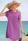 Roamans Plus Size Soft Cotton Off Shoulder Cover-up