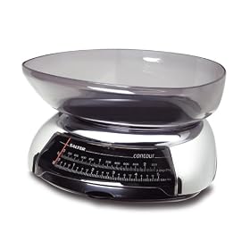 Salter 096Crbkdr Contour Mechanical Chromed Kitchen Scale With Clear Weighing Scoop