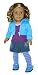 Blue Flower Shoes, Purple Tank, Blue Hoodie, Denim Skirt, and Tights. Doll Clothes Fit 18