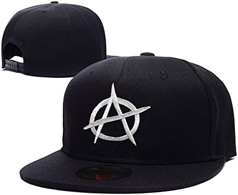 Anarchy Logo Adjustable Snapback Caps Embroidery Hats - Black/White