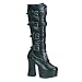 4 3/4 Inch Hot Platform Boots Gothic Knee Boots 4 Buckle Boot Black PU