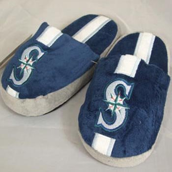 Seattle Mariners Youth Team Stripe Plush Slippers - Size 4