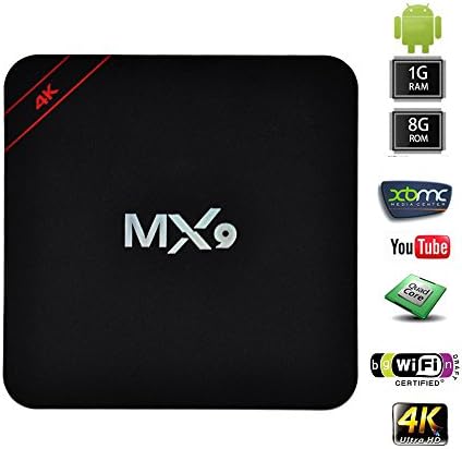 MX9 TV Box, Crazy Box Rock-chips RK3229 Quad Core 1G/8G 4K HDMI HTPC Smart Android TV Box OTT Box PC Streaming Media Player with Fully Loaded XBMC KODI