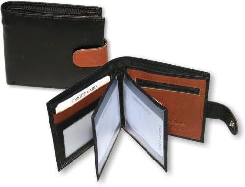 Mens Genuine Cow Hide Leather Two Tone Wallet by Ashford Ridge Black/Burg