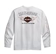 Harley-Davidson&reg; Men's Long Sleeve Tee Shirt with Flame Graphics. Embroidery. White. 99125-10VM