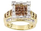 10KT 2.25CTW CHAMPAGNE AND WHITE DIAMOND RING