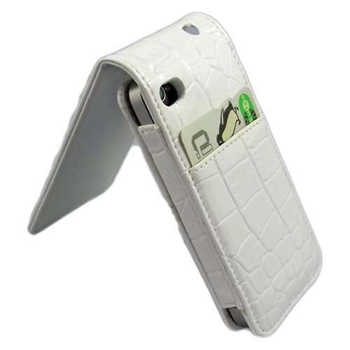 がうがう！ iPhone 4 Leather Case Flip-top - Croco White たて開き Flip-top - クロコスタイル・ホワイト IP4-CL-01