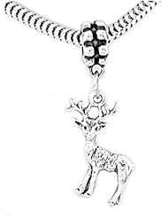 Sterling Silver Standing Buck Deer Dangle Bead Charm