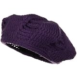 Hand Made Knit Beret - Plum W08S65D