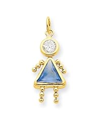 14k Gold March Girl Birthstone Charm