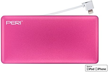 PERI - GoCharge Ultra Slim 3200mAh Portable Power Bank w/integrated Lightning Cable - Metallic Pink