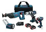 Bosch CLPK414-181 18V 4-Tool Combo Kit with 1/2" Hammer Drill/Driver, Socket Ready Impact Driver, Re