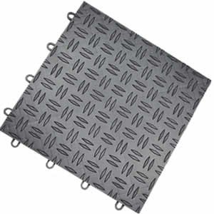 Incstores Diamond Grid-loc Tiles 12inx12inx1/2in Interlocking Garage Flooring Tiles 24pack Graphite Rigid/hardened Polypropylene