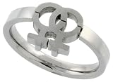 Stainless Steel 7/16 in. (11 mm) Lesbian Symbol Cut-Out Ring (Available in Sizes 5 to 9), size 5