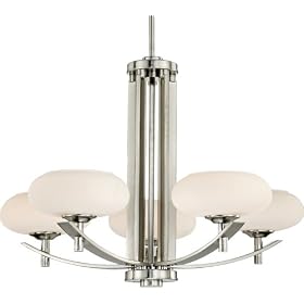 Possini Euro Opal Etched Glass 5-Light Pendant Chandelier