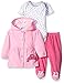 BON BEBE Baby Girls' 3 Piece Set with Velour Jacket Pant and Bodysuit, Little Princess Pink, 3-6 Months